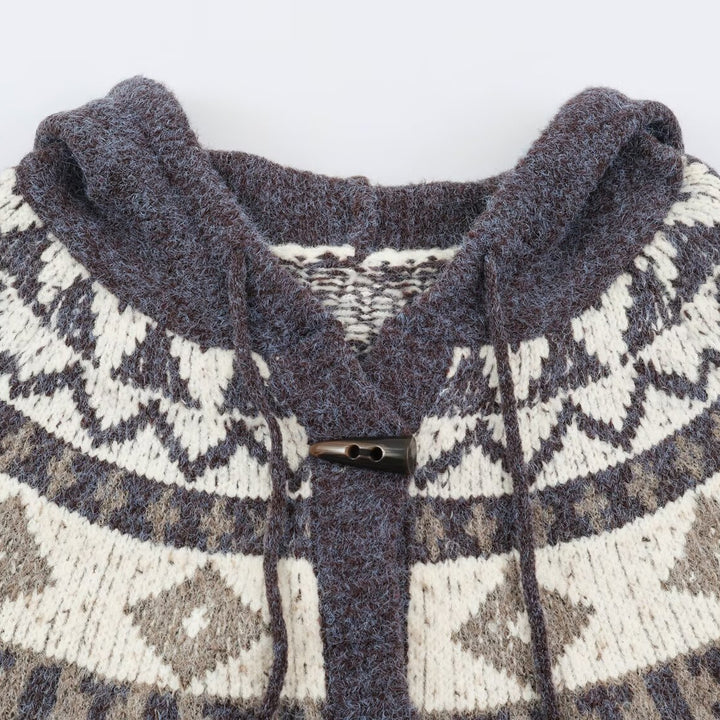 Ladies hooded cardigan in Norwegian style with toggle closures Amarae