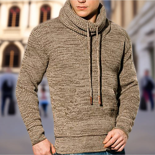 Men's knit sweater with high collar and side pockets Amarae