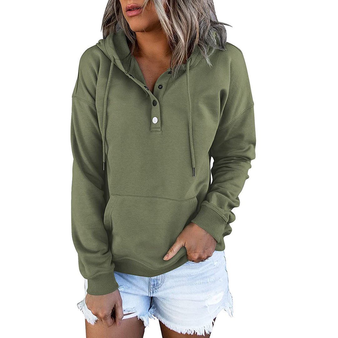 Sporty hoodie for women with button placket and relaxed fit Lune London