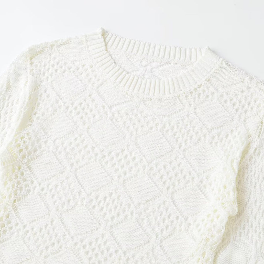 Women's Lo... pullover with diamond pattern and round neck Amarae