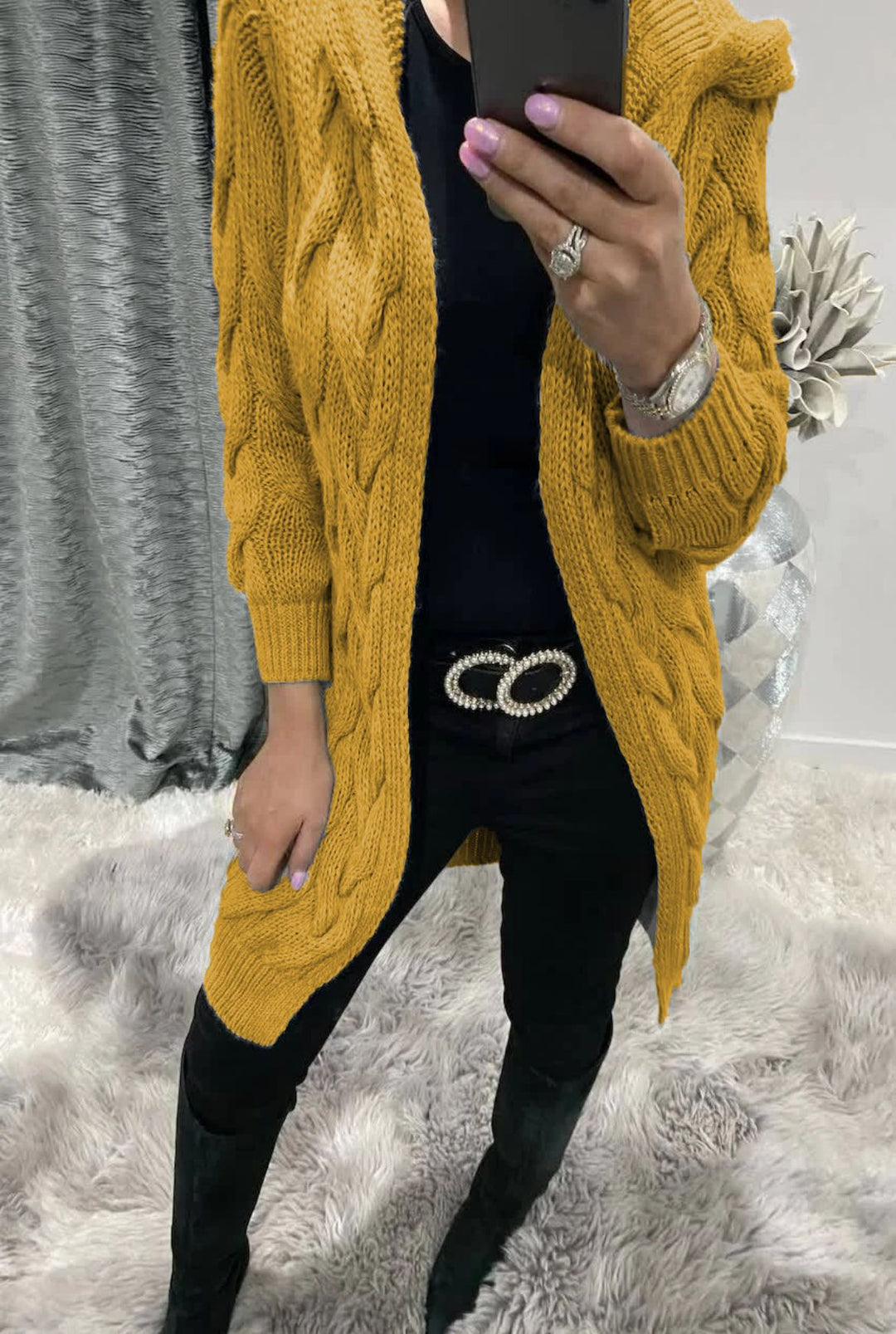 Women's knit coat with a practical hood design Lune London