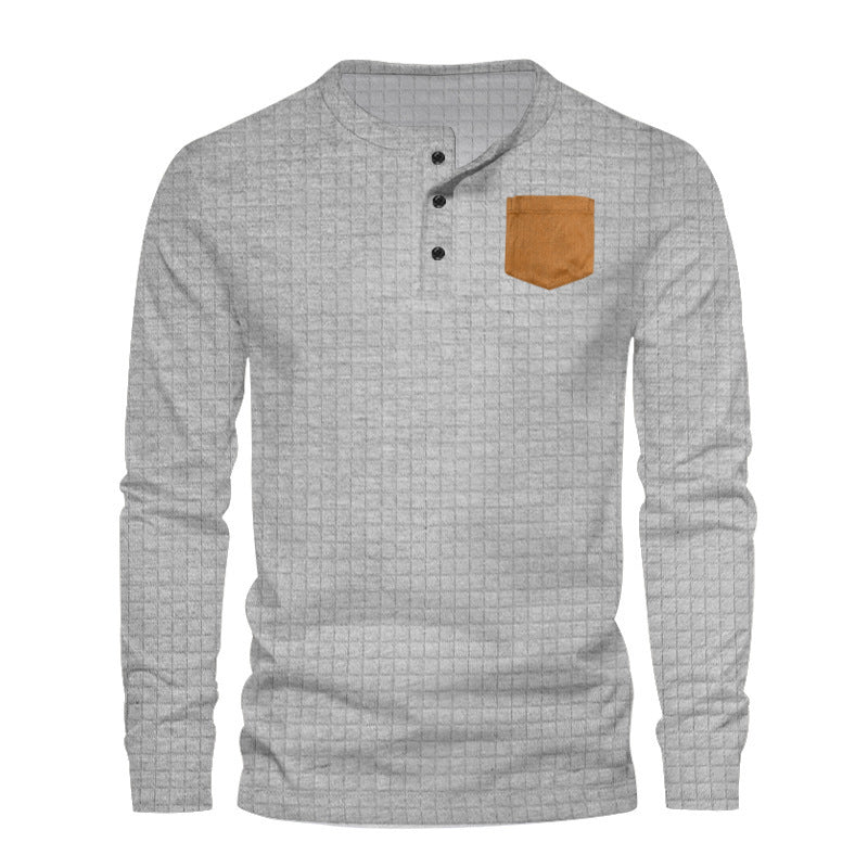 Men's long sleeve shirt with textured design and leather application Lune London