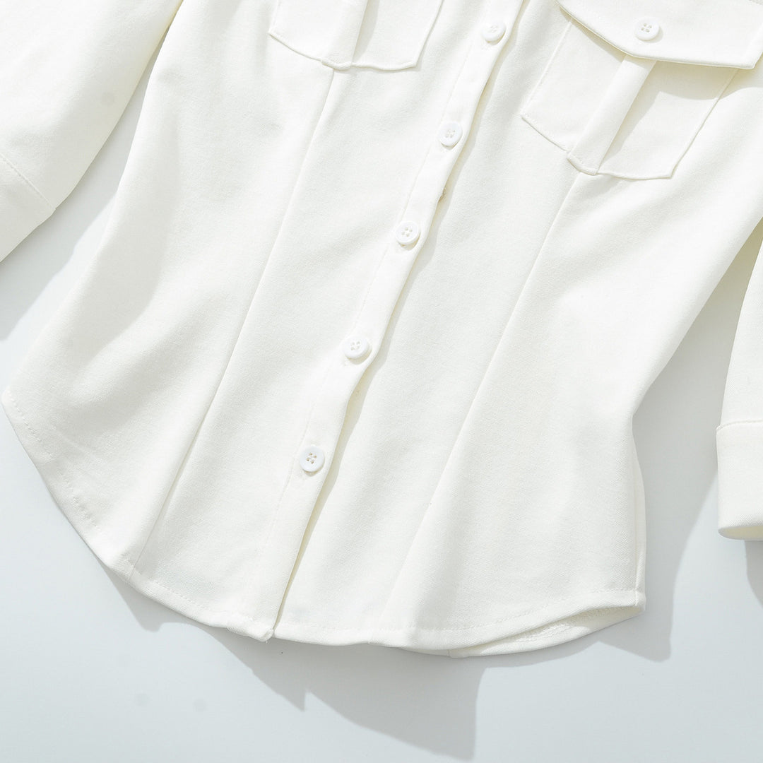 Women's fitted shirt blouse with chest pockets and fitted darts Amarae