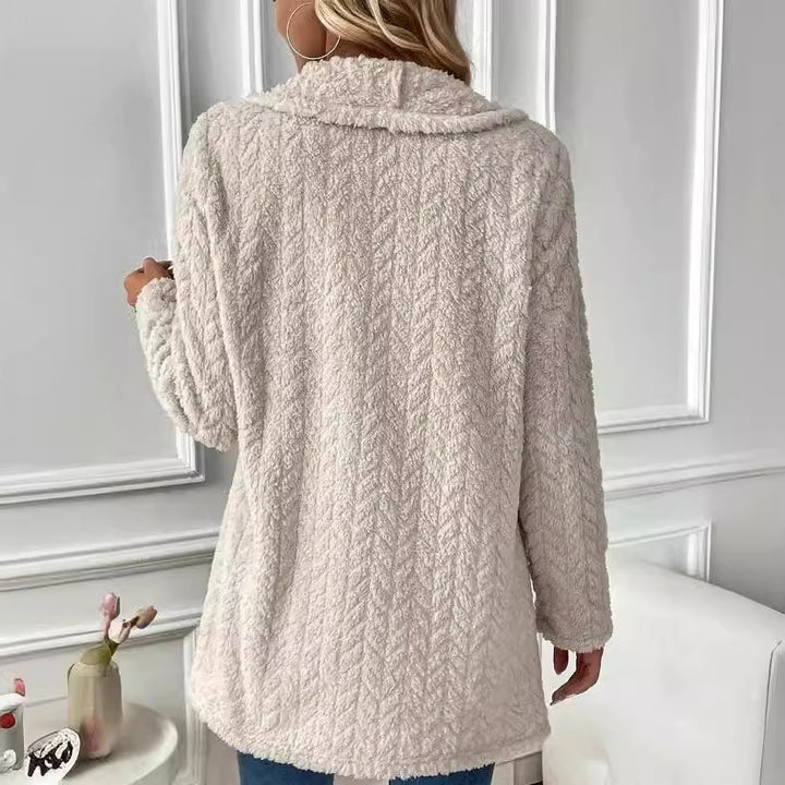 Ladies Elegant and Casual Plush Jacket with a Chic and Stylish Textured Design