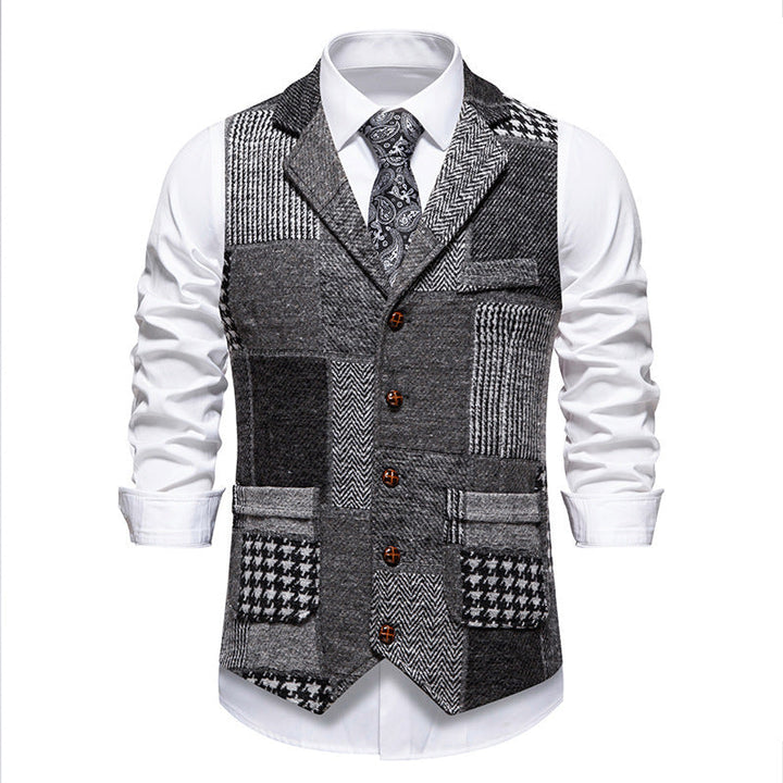 Men's waistcoat in modern patchwork design with practical pockets Amarae