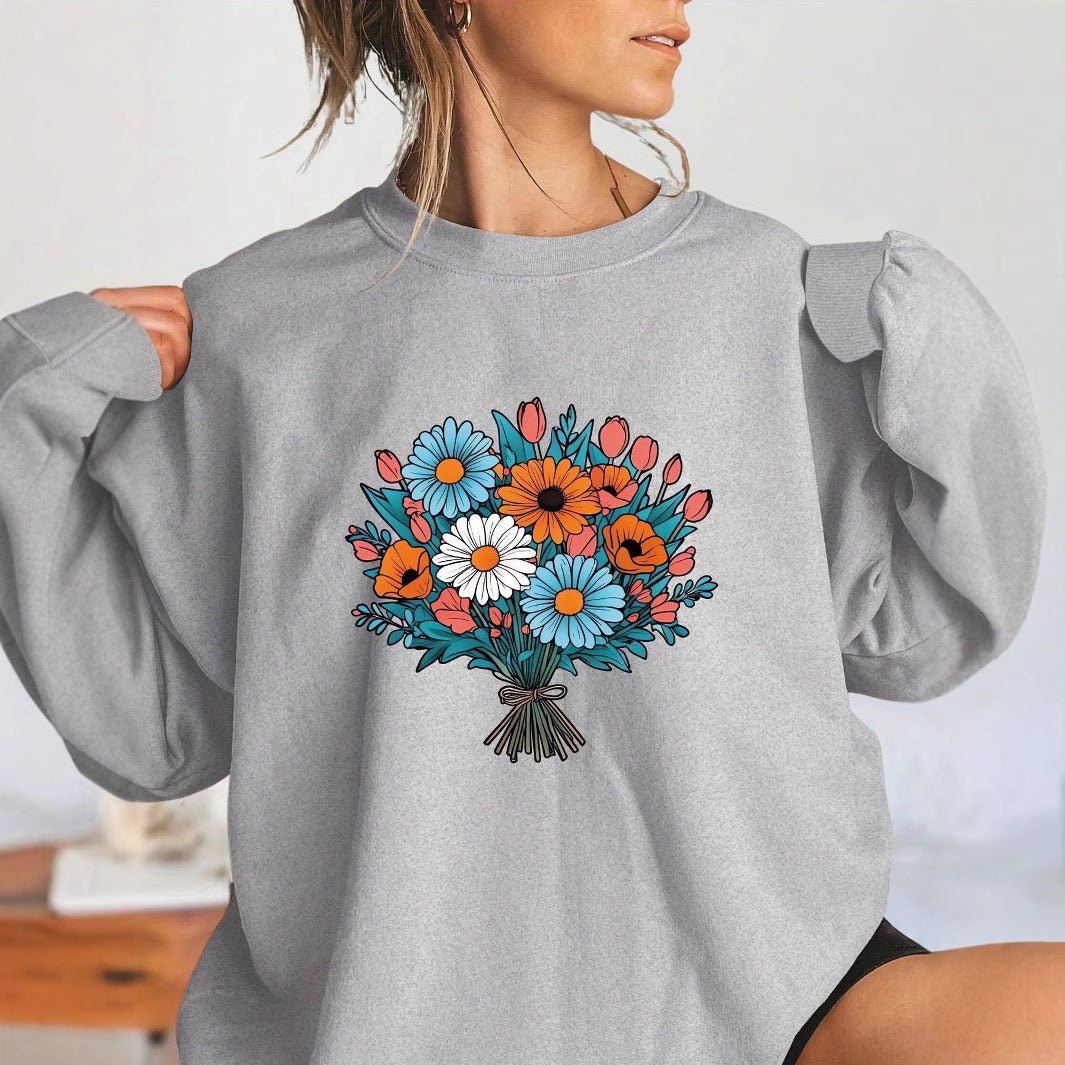 Sweatshirt surdimensionné pour femmes avec détails graphiques floraux Chic & Stil