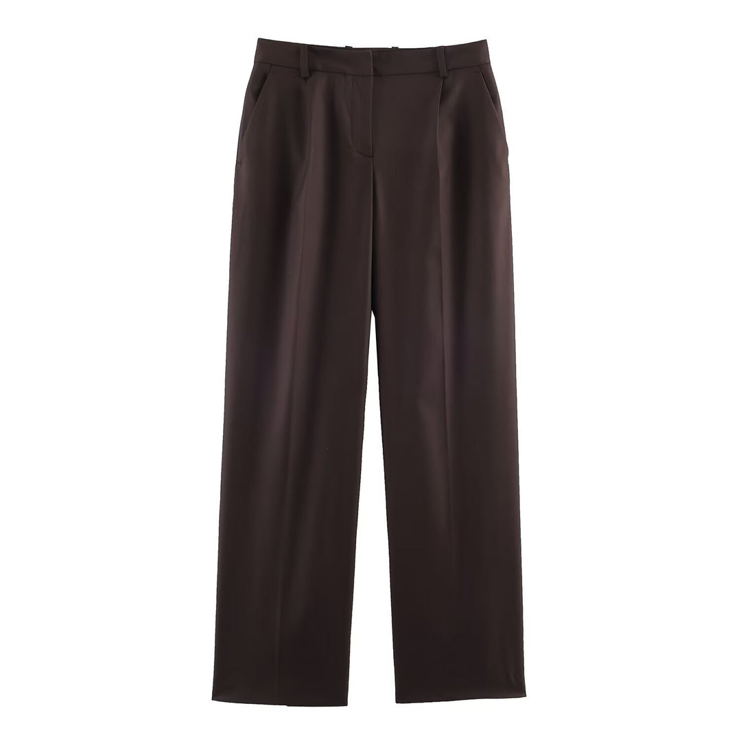 Women's high-waisted, straight-cut suit trousers with crease Amarae