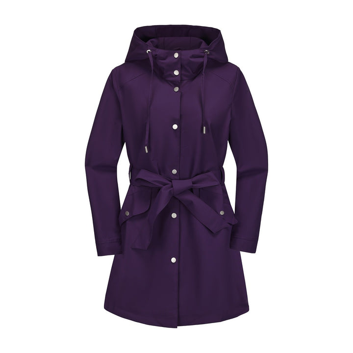 Women's waterproof transition jacket with adjustable hood and waist belt Lune London