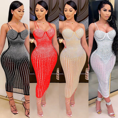 Fitted dress for women with rhinestone embellishment Amarae