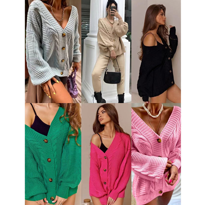 Knit jacket for women with voluminous sleeves and button details Lune London