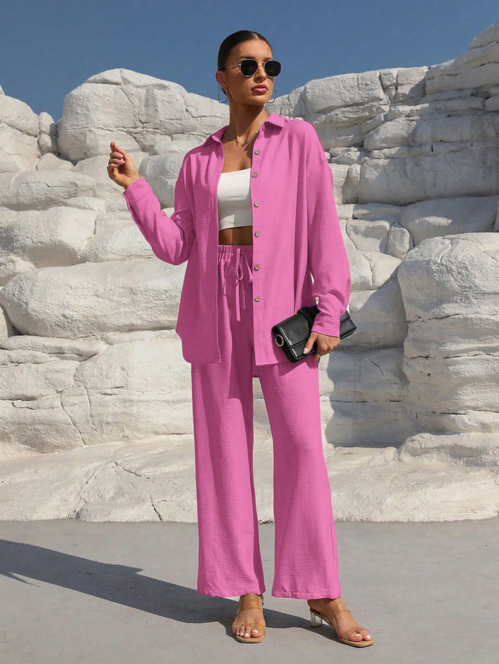 Casual set for women with loose shirt and wide pants Lune London