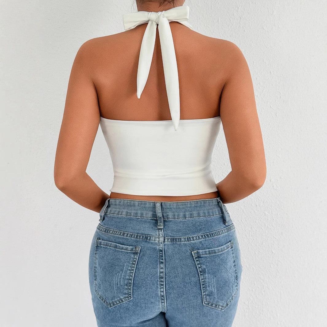 Women's Halter Neck Top with Zipper Lune London
