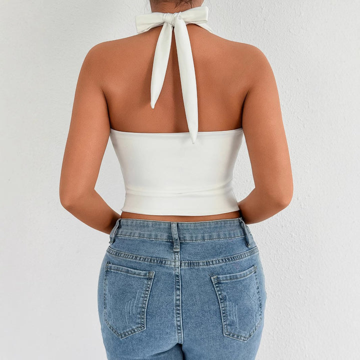 Women's Halter Neck Top with Zipper Lune London