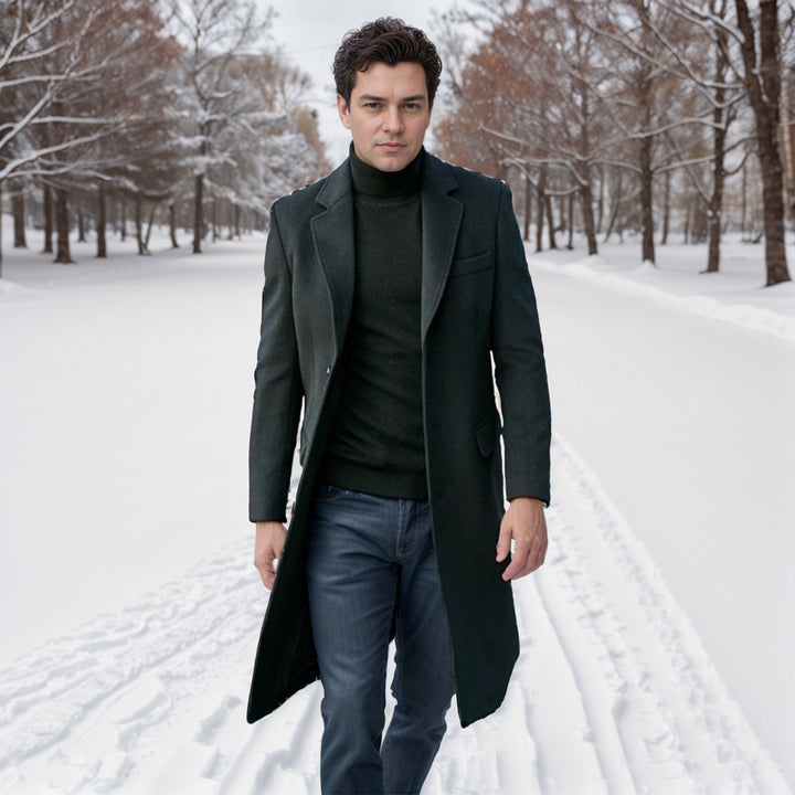Elegant long coat for men in wool blend Lune London
