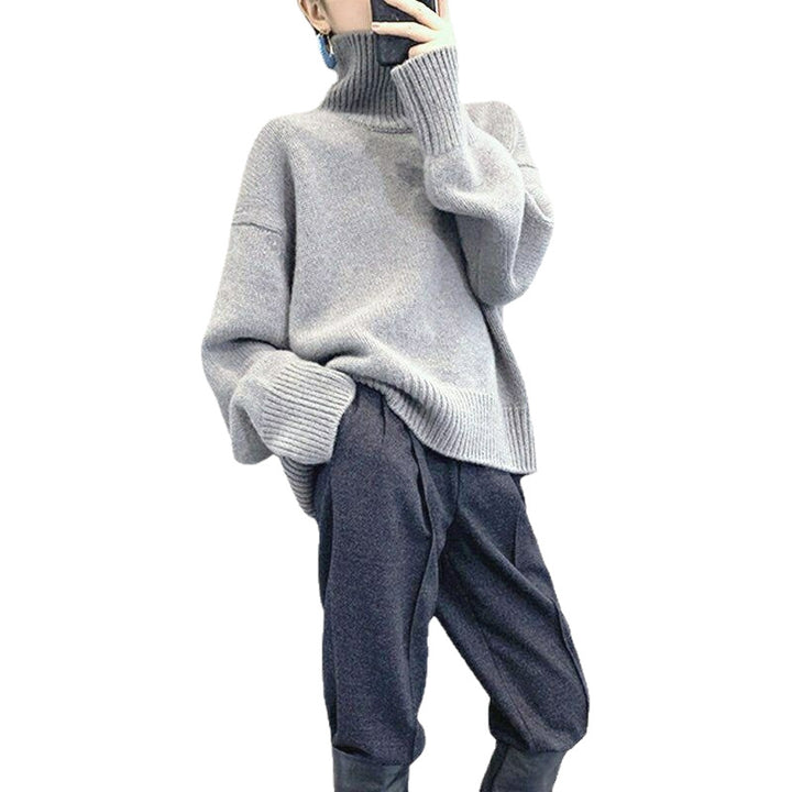 Pull décontracté à col roulé pour femmes avec motif texturé Chic & Stil