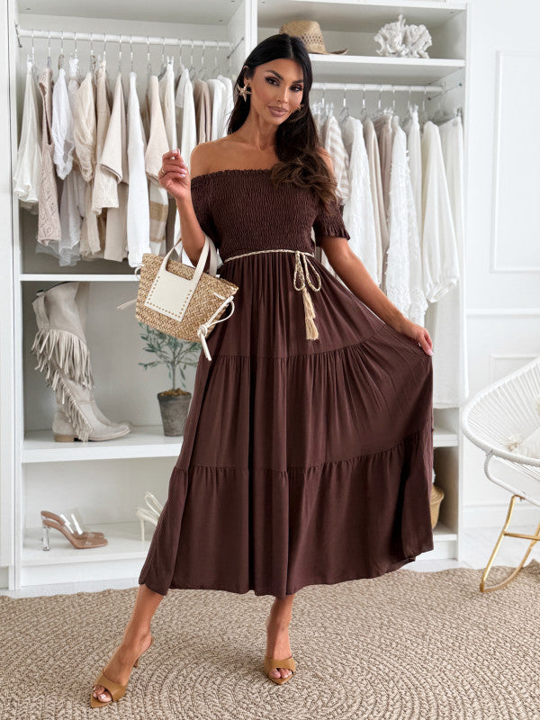 Off-the-shoulder ruffled maxi dress Lune London