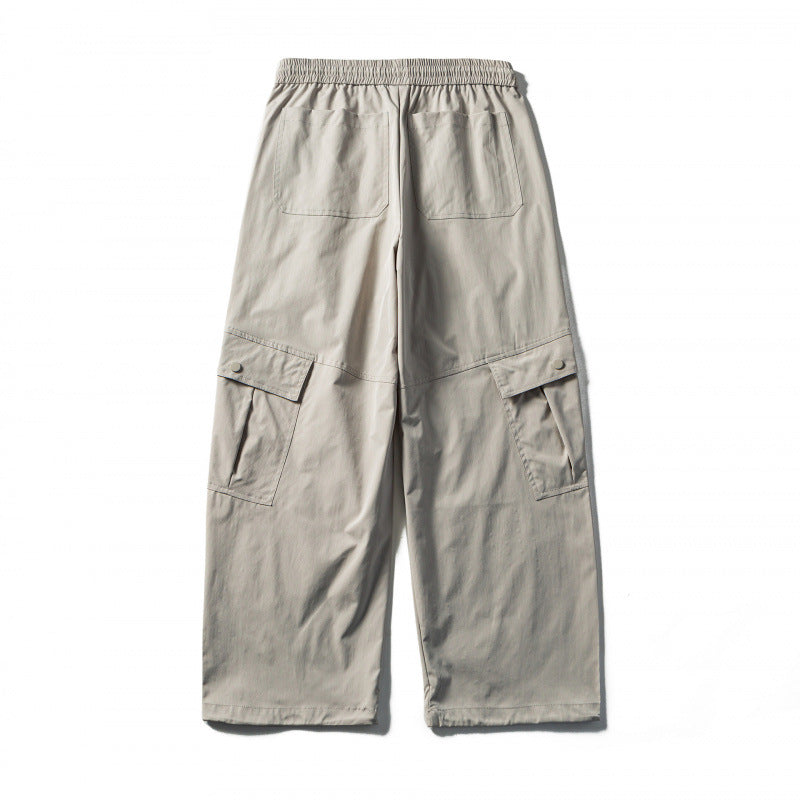 Men's Loose Cargo Pants with Elastic Waistband, Drawstring and Functional Side Pockets Amarae