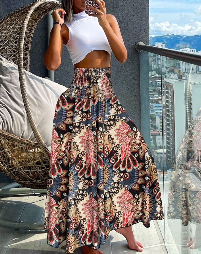 Boho maxi skirt for women with elastic waist Lune London