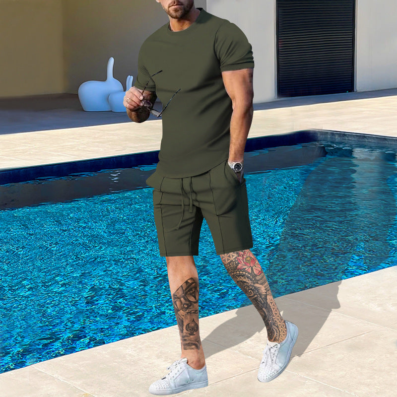 Men Short Sleeve Sports Set in Breathable Material with Elastic Waist and Side Pockets Lune London