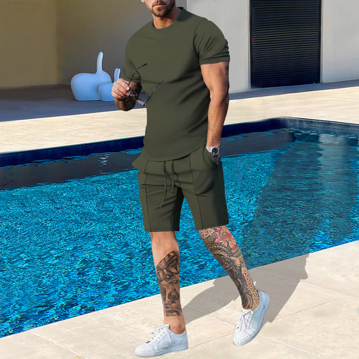 Men Short Sleeve Sports Set in Breathable Material with Elastic Waist and Side Pockets Lune London