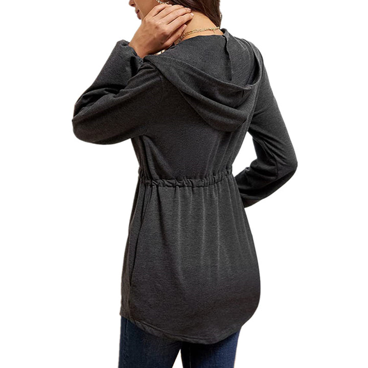 Casual oversized shirt jacket for women with hood and drawstring Lune London