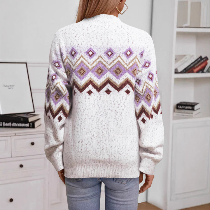 Knit sweater for women with geometric pattern and relaxed fit Lune London