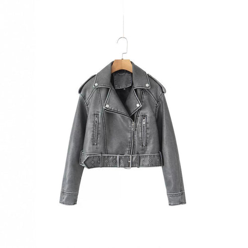 Ladies trendy biker jacket in denim Amarae