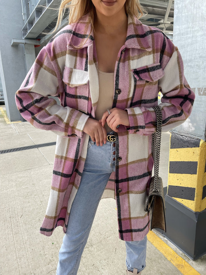 Women's flannel shirt with plaid pattern and breast pocket Amarae