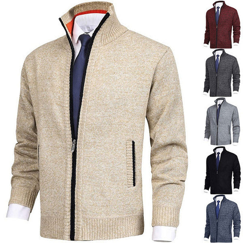 Men's knitted jacket with high collar and zipper Amarae