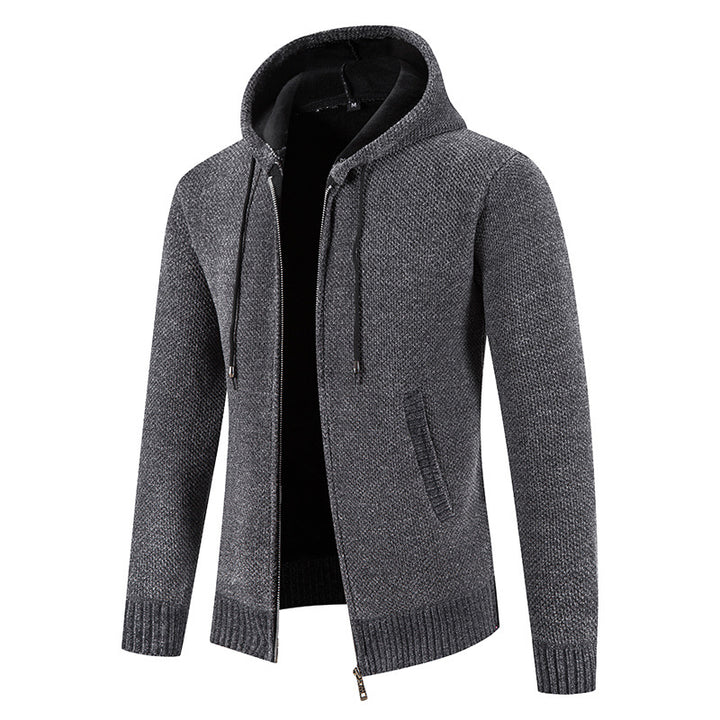 Men's knit hoodie jacket with structured design Lune London