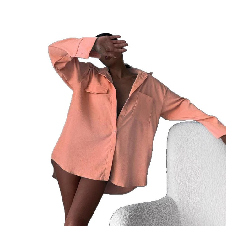 Casual shirt jacket for women in soft textured material Amarae