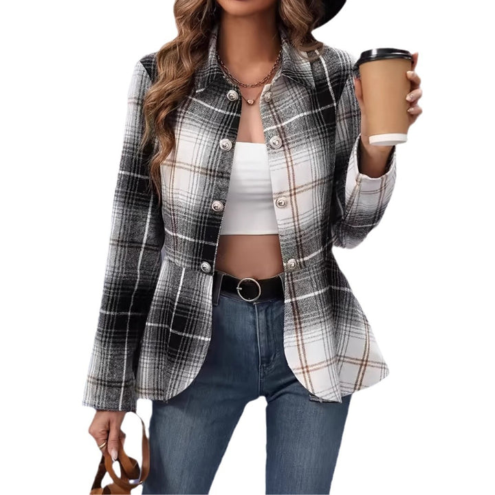 Chic and stylish elegant checkered jacket women