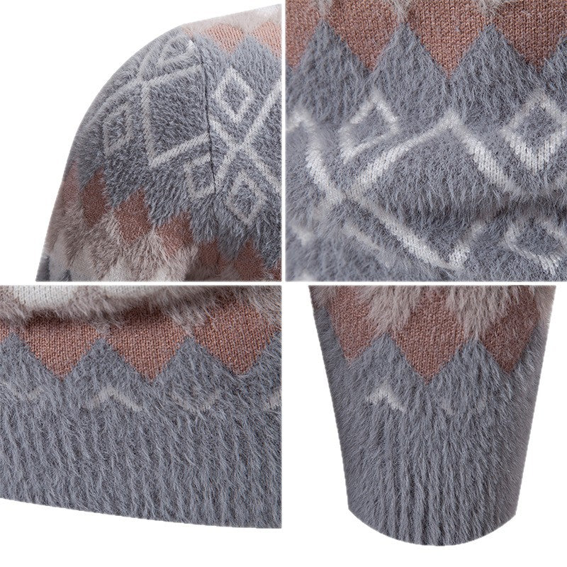 Knit sweater for men with geometric pattern and high collar Lune London