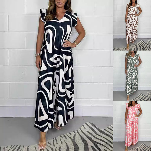 Women's maxi dress with modern graphic pattern and fluid cut Amarae