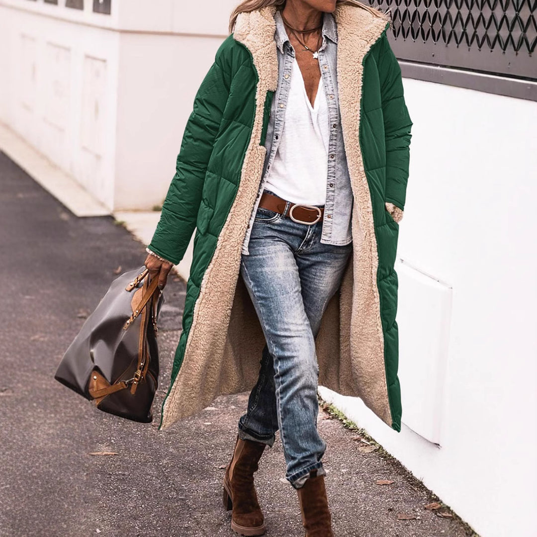 Winter coat for women in a casual oversized style with hood and side pockets Lune London