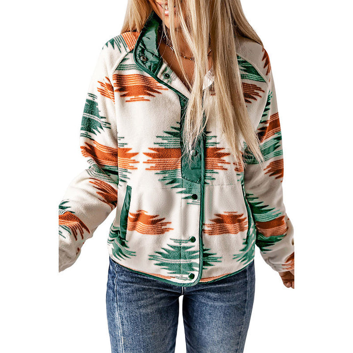 Ladies comfortable fleece jacket with trendy pattern and practical pockets Lune London