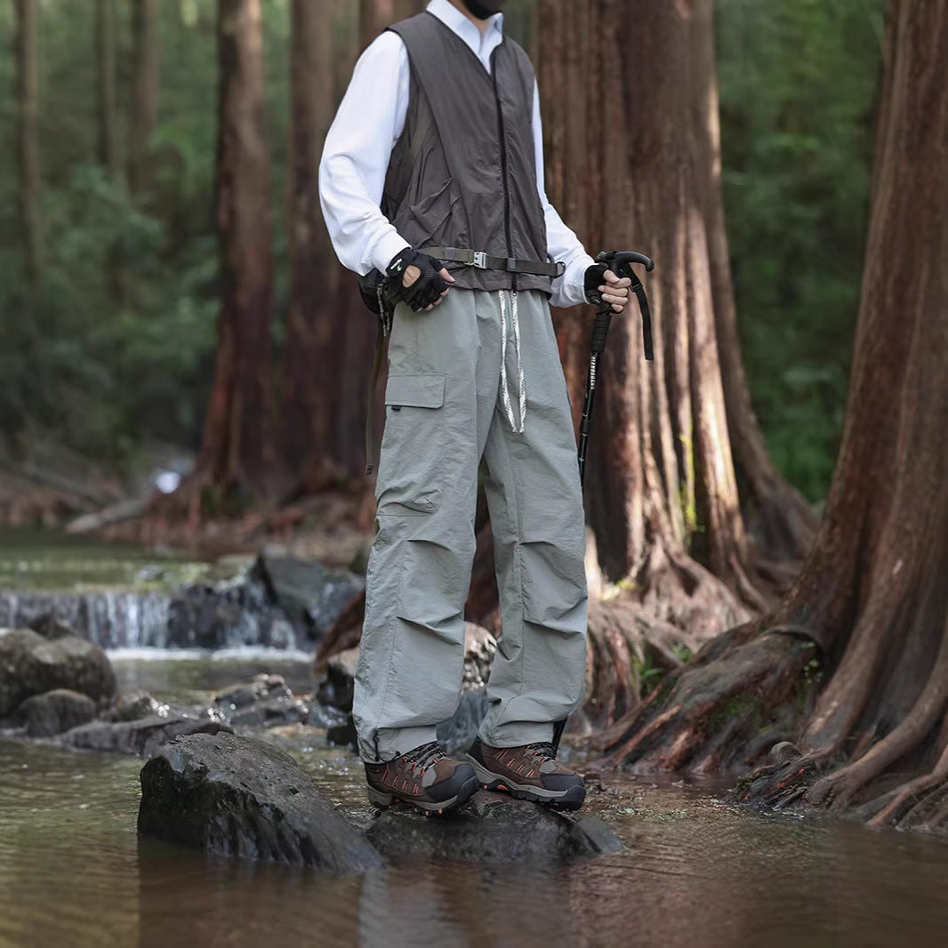Men's Lightweight Technical Cargo Trekking Pants with Drawstring Waistband, Reinforced Hem Edges, and Adjustable Leg Opening Amarae