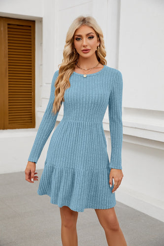 Knit midi dress for women with voluminous skirt and fine ribbed structure Amarae