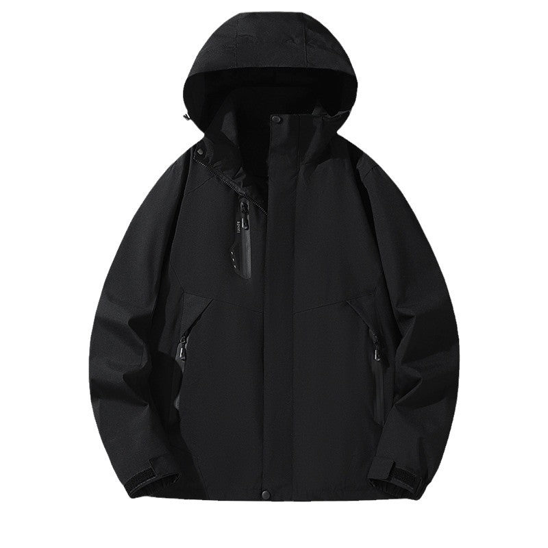 Men's softshell windbreaker with hood, waterproof zippers, and adjustable hem Amarae