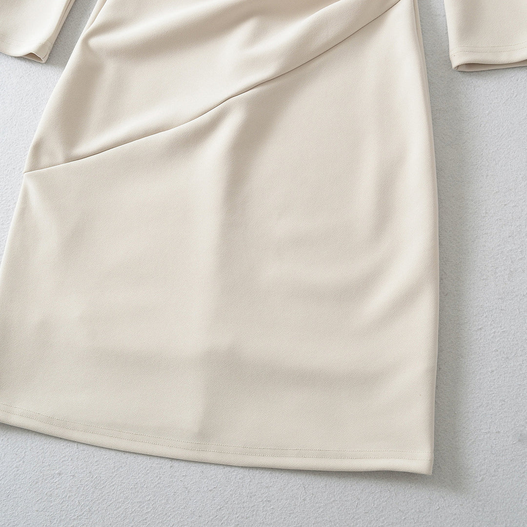 Women Figure-hugging Midi Dress with Gathered Wrap Look and Long Sleeves Amarae