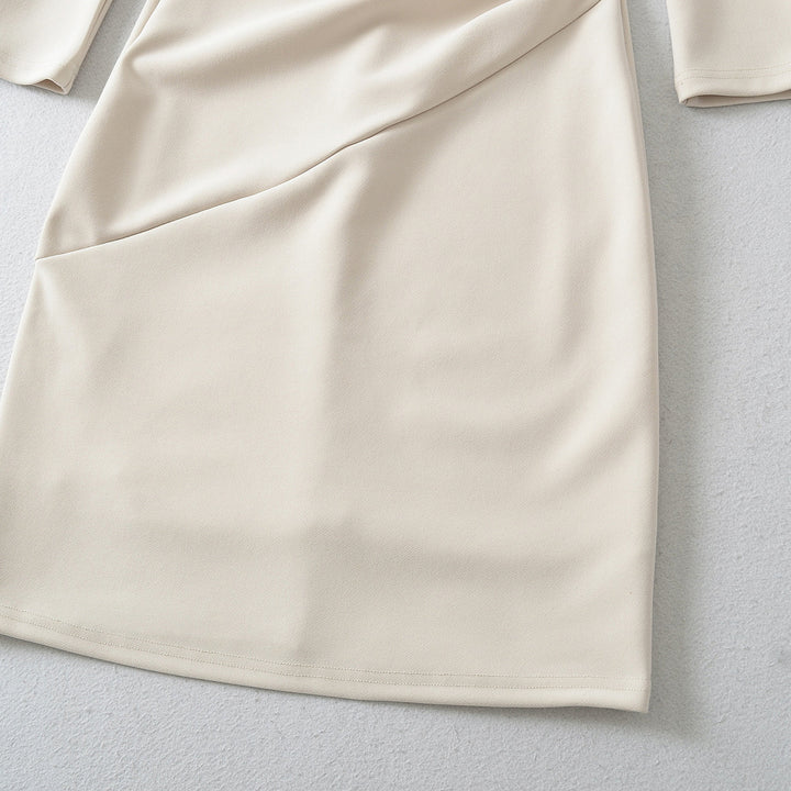Women Figure-hugging Midi Dress with Gathered Wrap Look and Long Sleeves Amarae