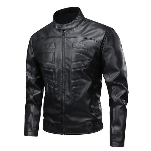 Trendy leather jacket for men with structured accents Amarae