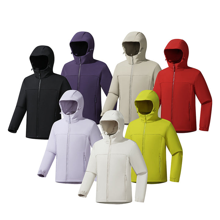 Men's Lightweight Softshell Jacket with Hood, wind and water-resistant surface and zippered pockets Amarae