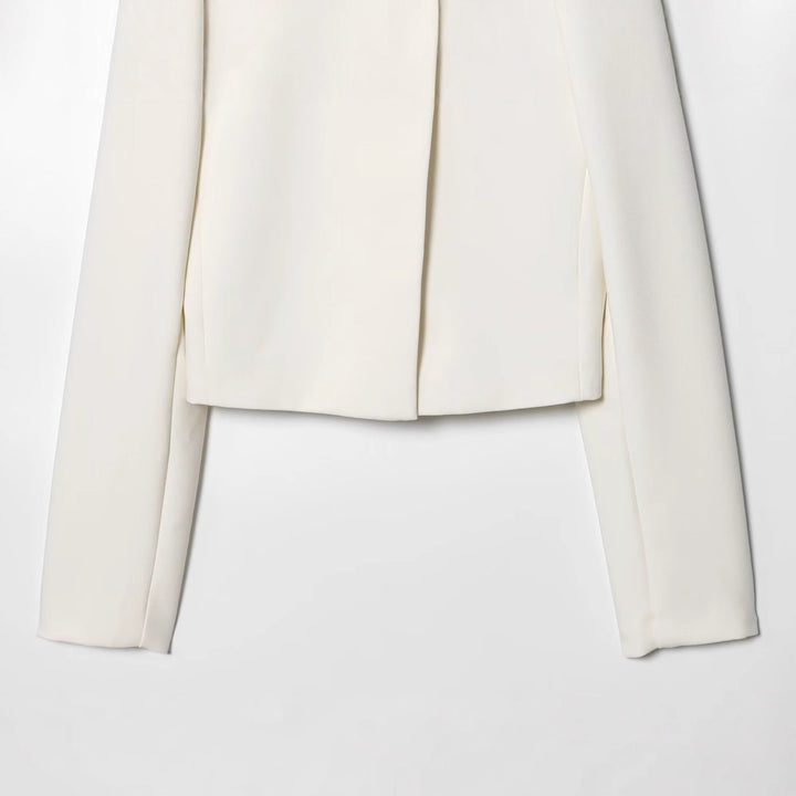 Women's short blazer with stand-up collar and asymmetric button placket Amarae