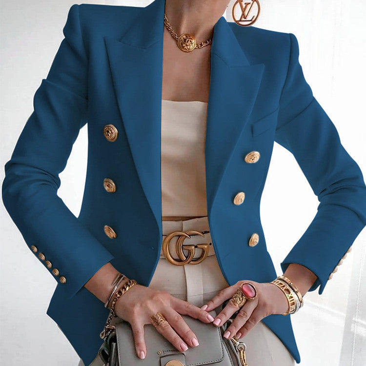 Chic blazer and elegant style for women with double-breasted buttons