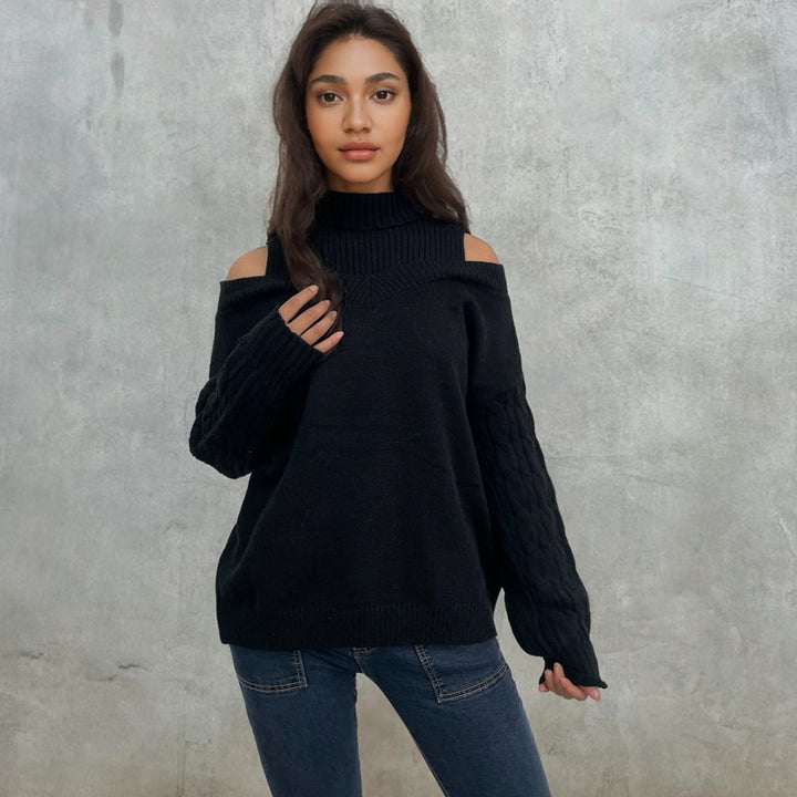 Women's sweater with neckline design and structured sleeves Lune London