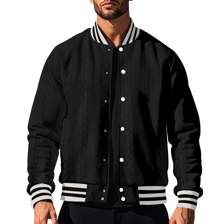 Urban university jacket for men with structured knit design Lune London