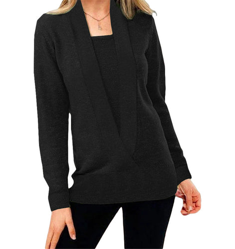 Elegant ladies knit top with deep V neckline and high-quality texture Amarae