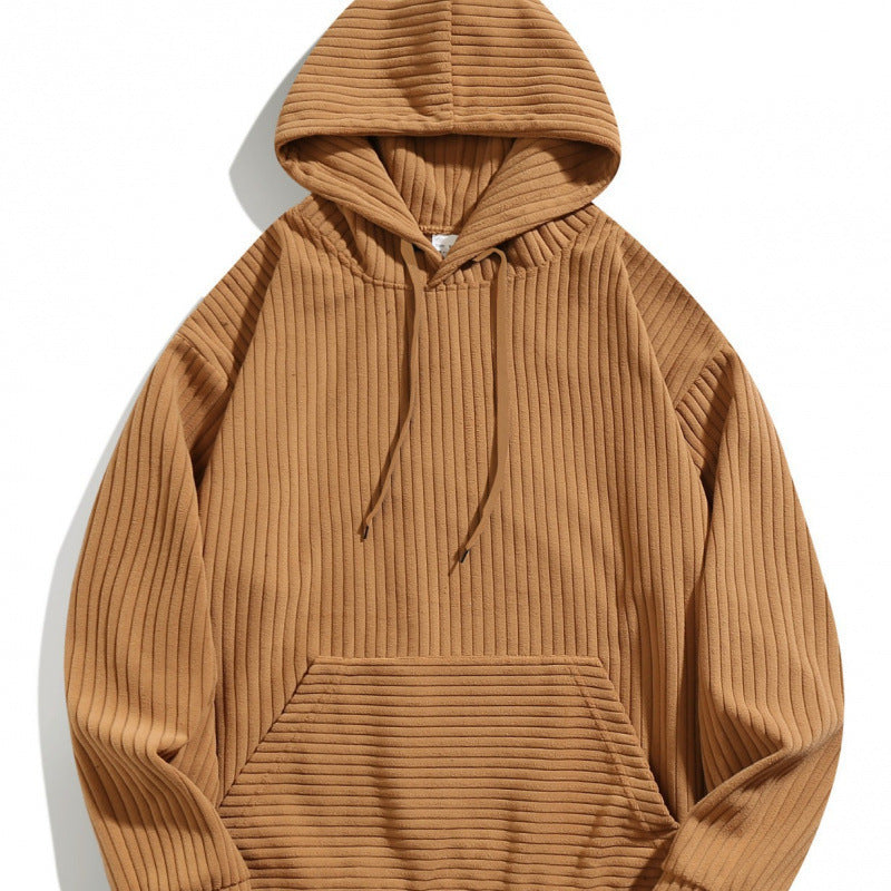 Men's casual hoodie with a textured striped pattern and practical pockets Amarae