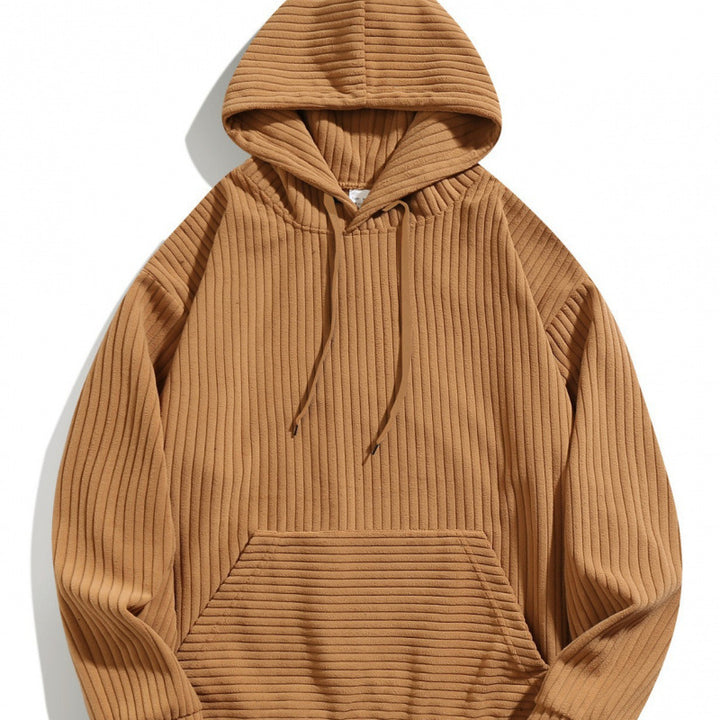 Men's casual hoodie with a textured striped pattern and practical pockets Amarae